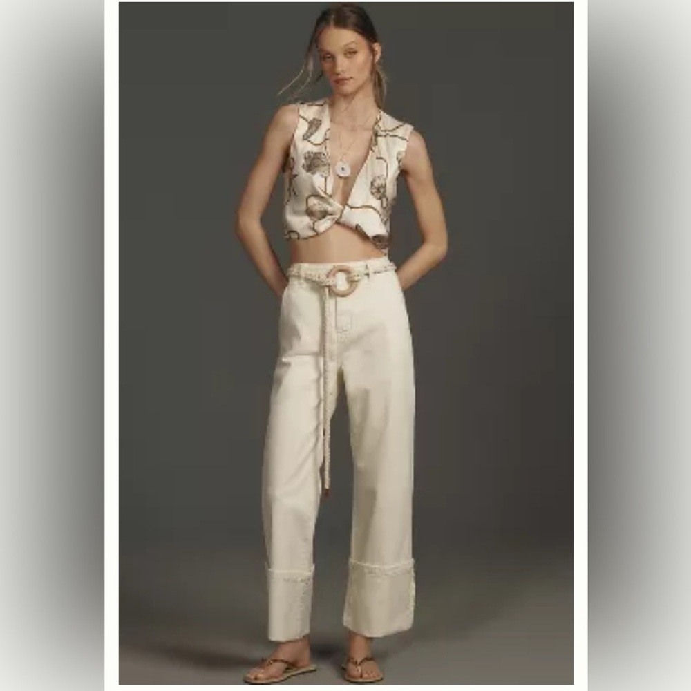 Pilcro Cream Ankle Cropped Pants
